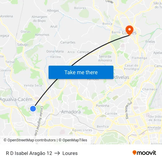 R D Isabel Aragão 12 to Loures map