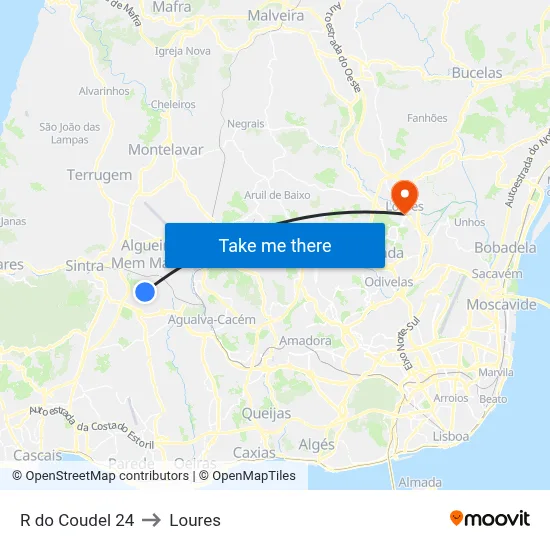 R do Coudel 24 to Loures map