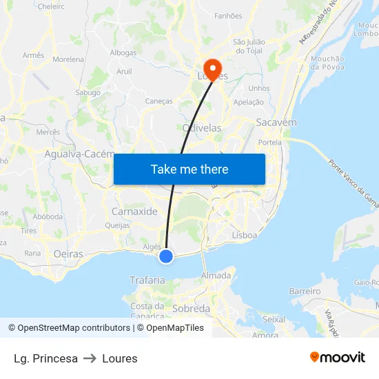 Lg. Princesa to Loures map