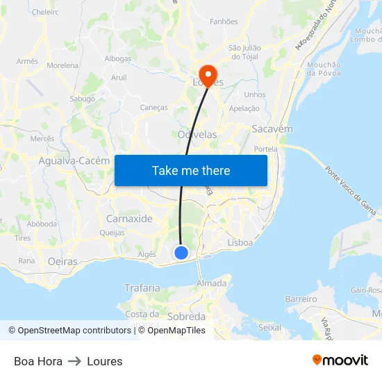 Boa Hora to Loures map