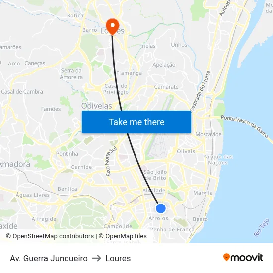 Av. Guerra Junqueiro to Loures map