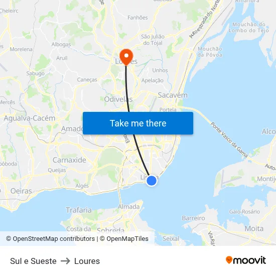 Sul e Sueste to Loures map