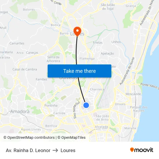 Av. Rainha D. Leonor to Loures map