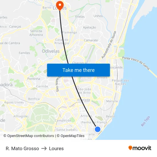 R. Mato Grosso to Loures map
