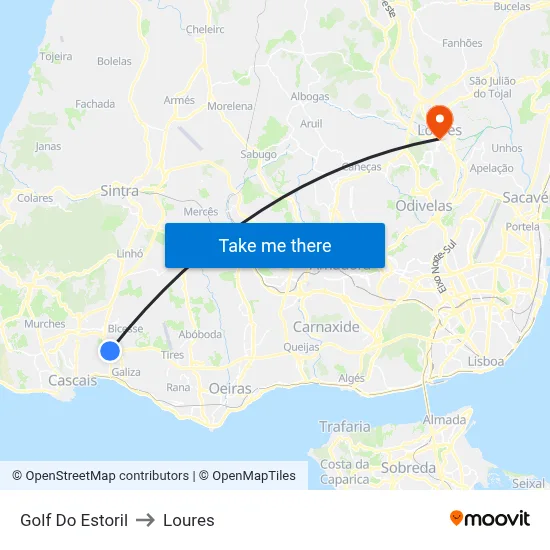 Golf Do Estoril to Loures map