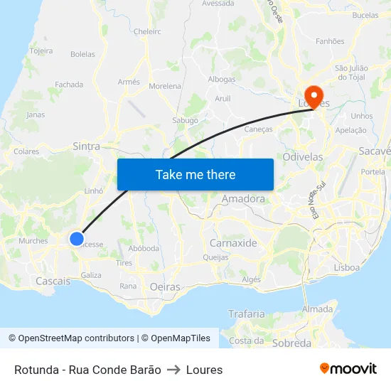 Rotunda - Rua Conde Barão to Loures map