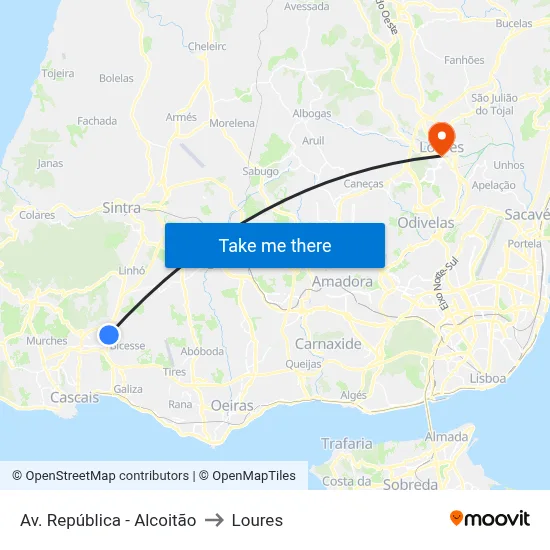 Av. República - Alcoitão to Loures map