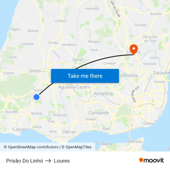Prisão Do Linhó to Loures map