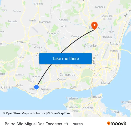 Bairro São Miguel Das Encostas to Loures map