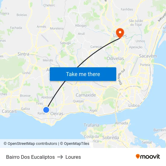 Bairro Dos Eucaliptos to Loures map