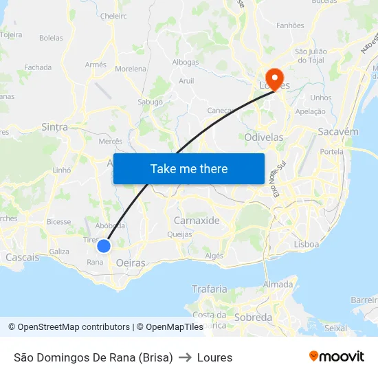 São Domingos De Rana (Brisa) to Loures map