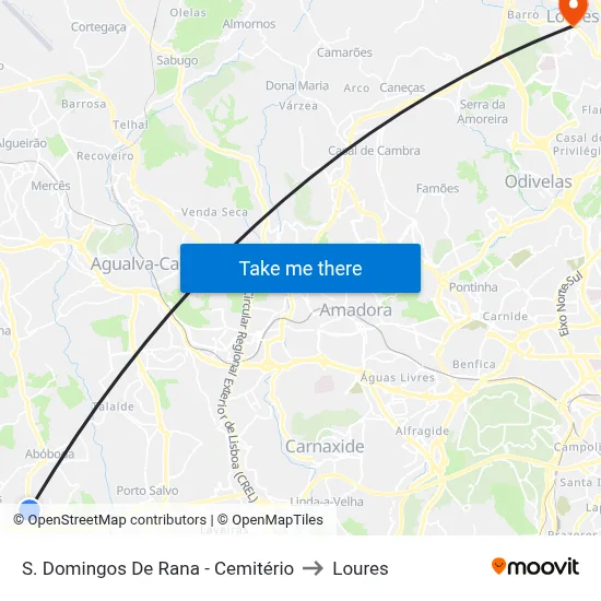 S. Domingos De Rana - Cemitério to Loures map