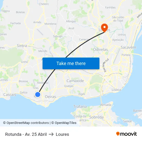 Rotunda - Av. 25 Abril to Loures map