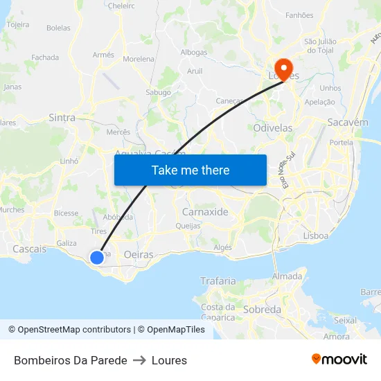 Bombeiros Da Parede to Loures map