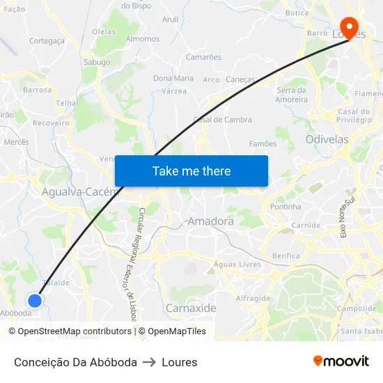 Conceição Da Abóboda to Loures map