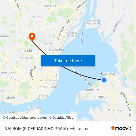 VALBOM (R CERRADINHO PRAIA) to Loures map
