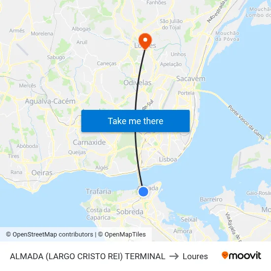 ALMADA (LARGO CRISTO REI) TERMINAL to Loures map