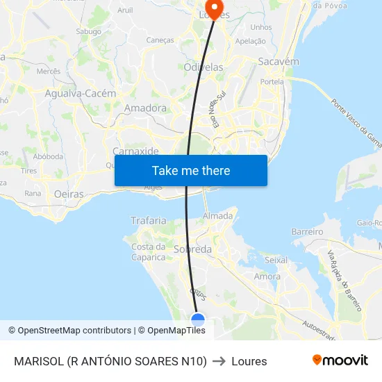 MARISOL (R ANTÓNIO SOARES N10) to Loures map