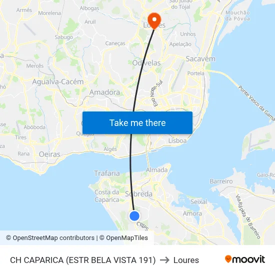 CH CAPARICA (ESTR BELA VISTA 191) to Loures map