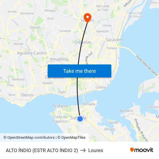 ALTO ÍNDIO (ESTR ALTO ÍNDIO 2) to Loures map