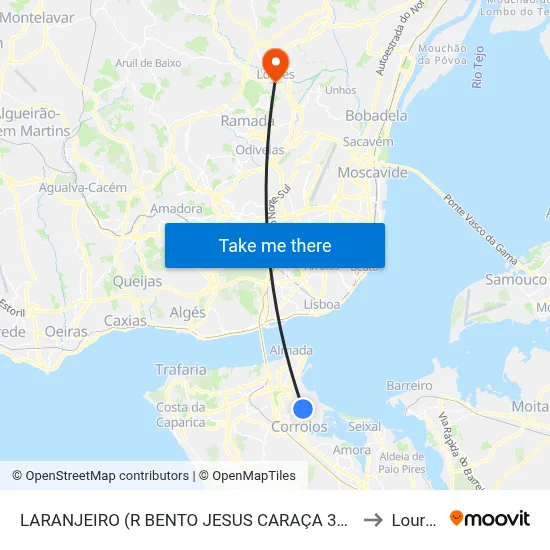 LARANJEIRO (R BENTO JESUS CARAÇA 33A) to Loures map
