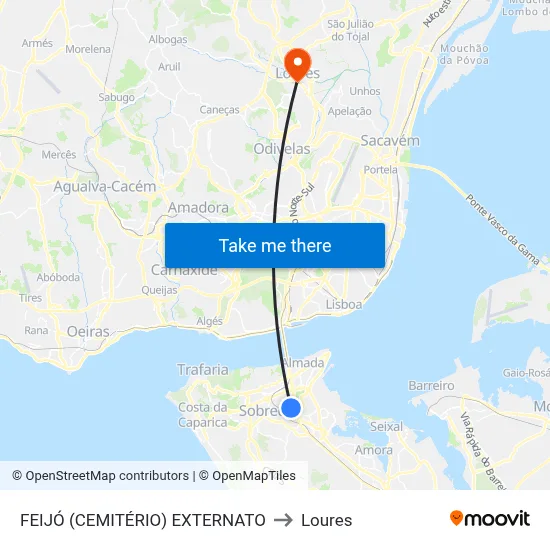 FEIJÓ (CEMITÉRIO) EXTERNATO to Loures map