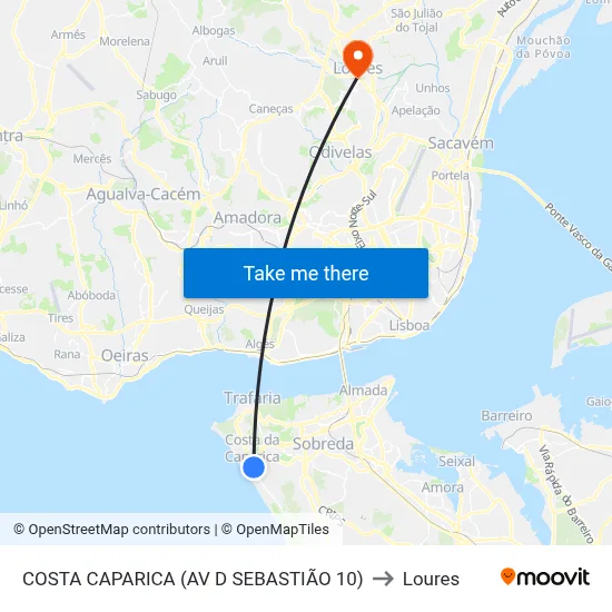 COSTA CAPARICA (AV D SEBASTIÃO 10) to Loures map