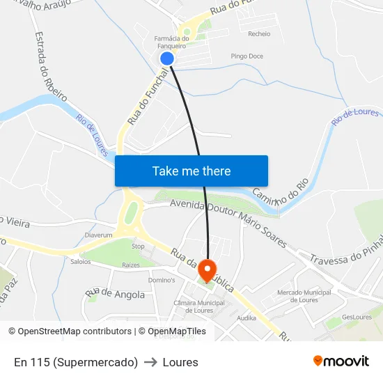 En 115 (Supermercado) to Loures map