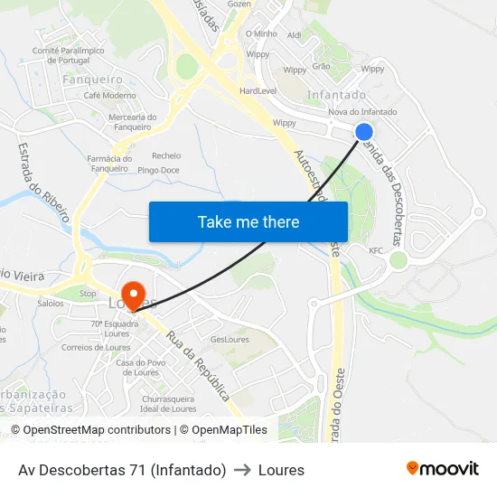 Av Descobertas 71 (Infantado) to Loures map