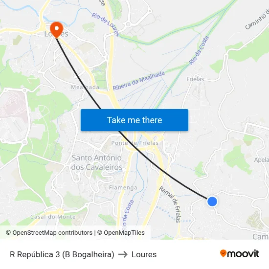 R República 3 (B Bogalheira) to Loures map