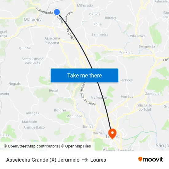 Asseiceira Grande (X) Jerumelo to Loures map