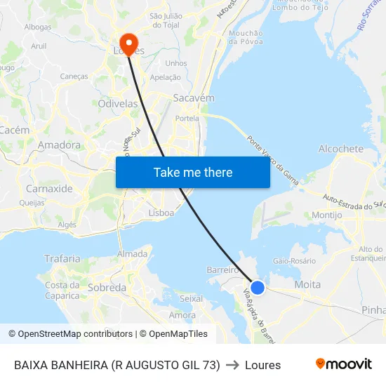 BAIXA BANHEIRA (R AUGUSTO GIL 73) to Loures map