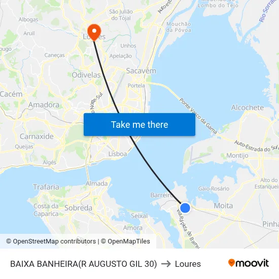 BAIXA BANHEIRA(R AUGUSTO GIL 30) to Loures map