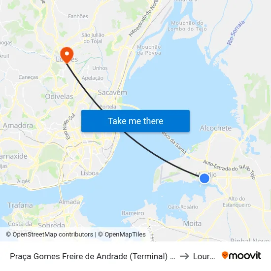 Praça Gomes Freire de Andrade (Terminal) P1 to Loures map