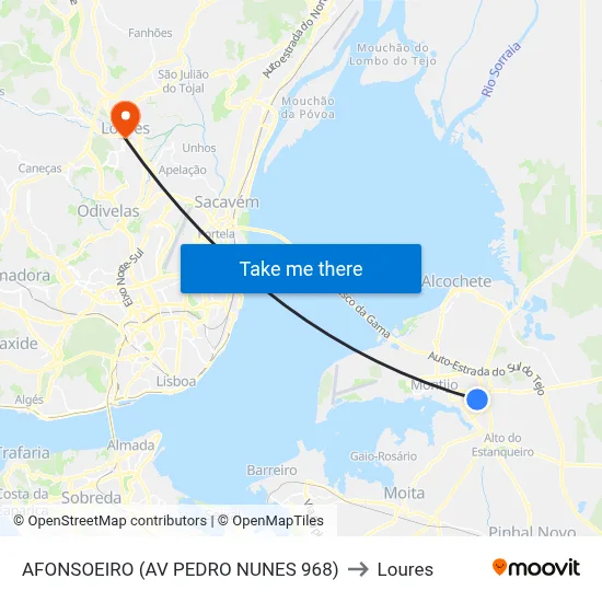 AFONSOEIRO (AV PEDRO NUNES 968) to Loures map