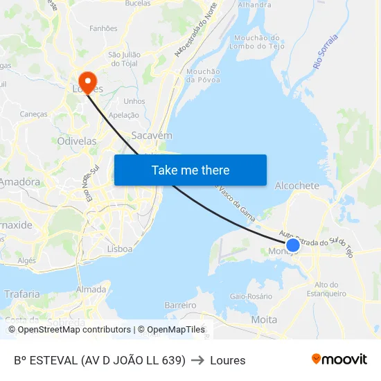 Bº ESTEVAL (AV D JOÃO LL 639) to Loures map