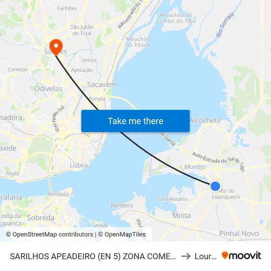 SARILHOS APEADEIRO (EN 5) ZONA COMERCIAL to Loures map