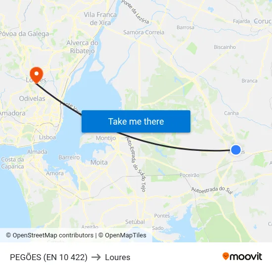 PEGÕES (EN 10 422) to Loures map