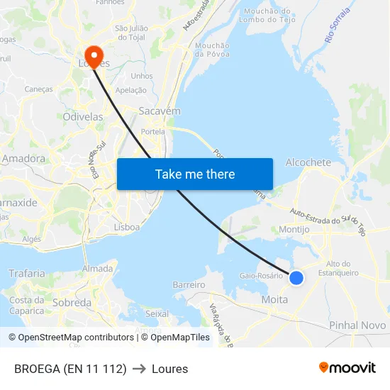 BROEGA (EN 11 112) to Loures map