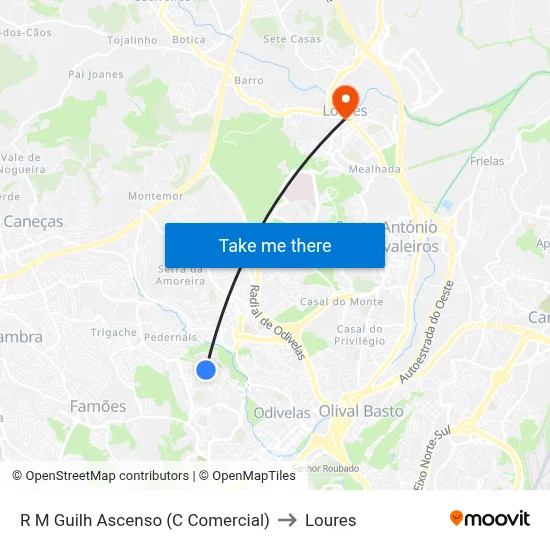 R M Guilh Ascenso (C Comercial) to Loures map
