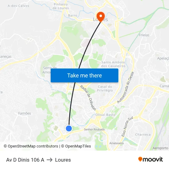 Av D Dinis 106 A to Loures map