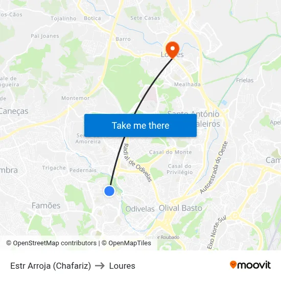 Estr Arroja (Chafariz) to Loures map