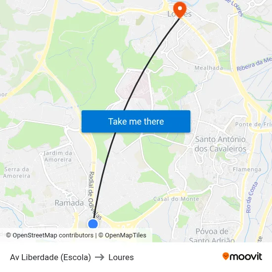 Av Liberdade (Escola) to Loures map