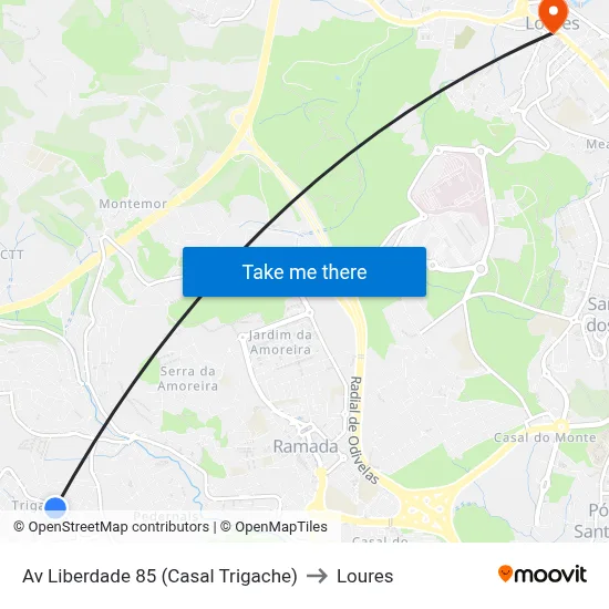 Av Liberdade 85 (Casal Trigache) to Loures map