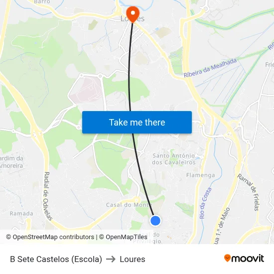 B Sete Castelos (Escola) to Loures map