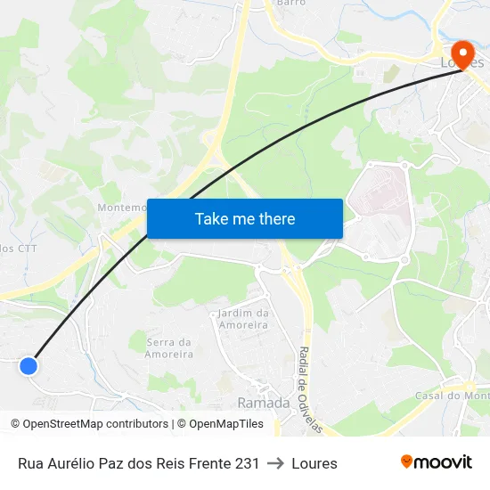 Rua Aurélio Paz dos Reis Frente 231 to Loures map