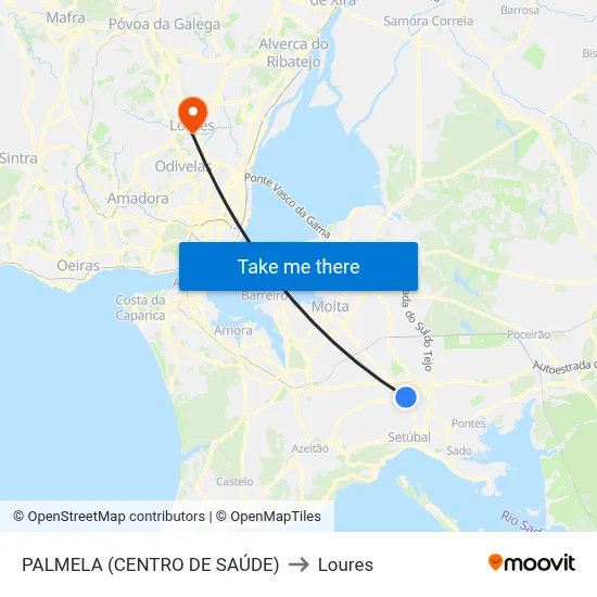 PALMELA (CENTRO DE SAÚDE) to Loures map