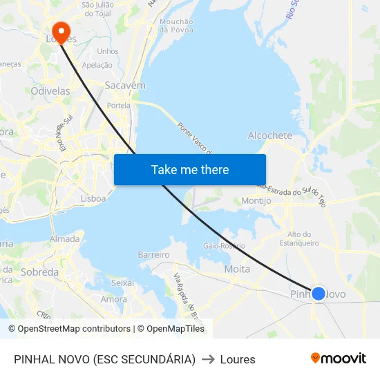 PINHAL NOVO (ESC SECUNDÁRIA) to Loures map