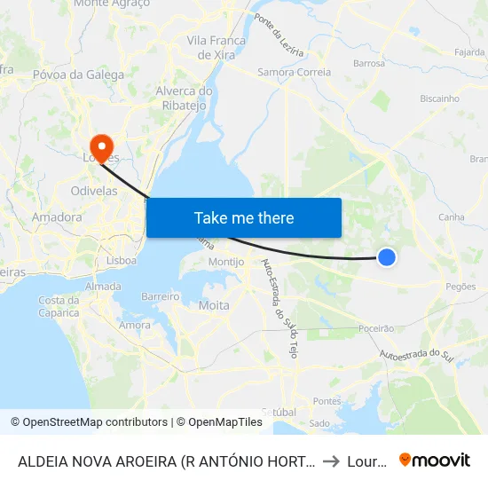 ALDEIA NOVA AROEIRA (R ANTÓNIO HORTA) to Loures map