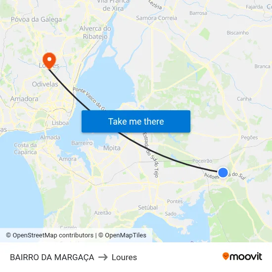BAIRRO DA MARGAÇA to Loures map